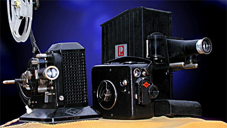 Film-Kamera & -Projektor aus den 1930er Jahren, Diaprojektoren nannte man damals noch Bildwerfer 
