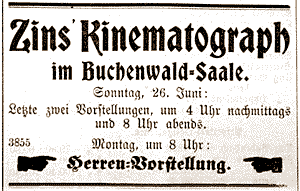 Zins' Kinematograph im Buchenwald-Saale